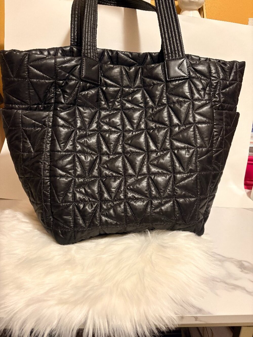 Michael Kors Large Black Quilted Nylon Tote Shoulder Bag Lightweight NWOT
